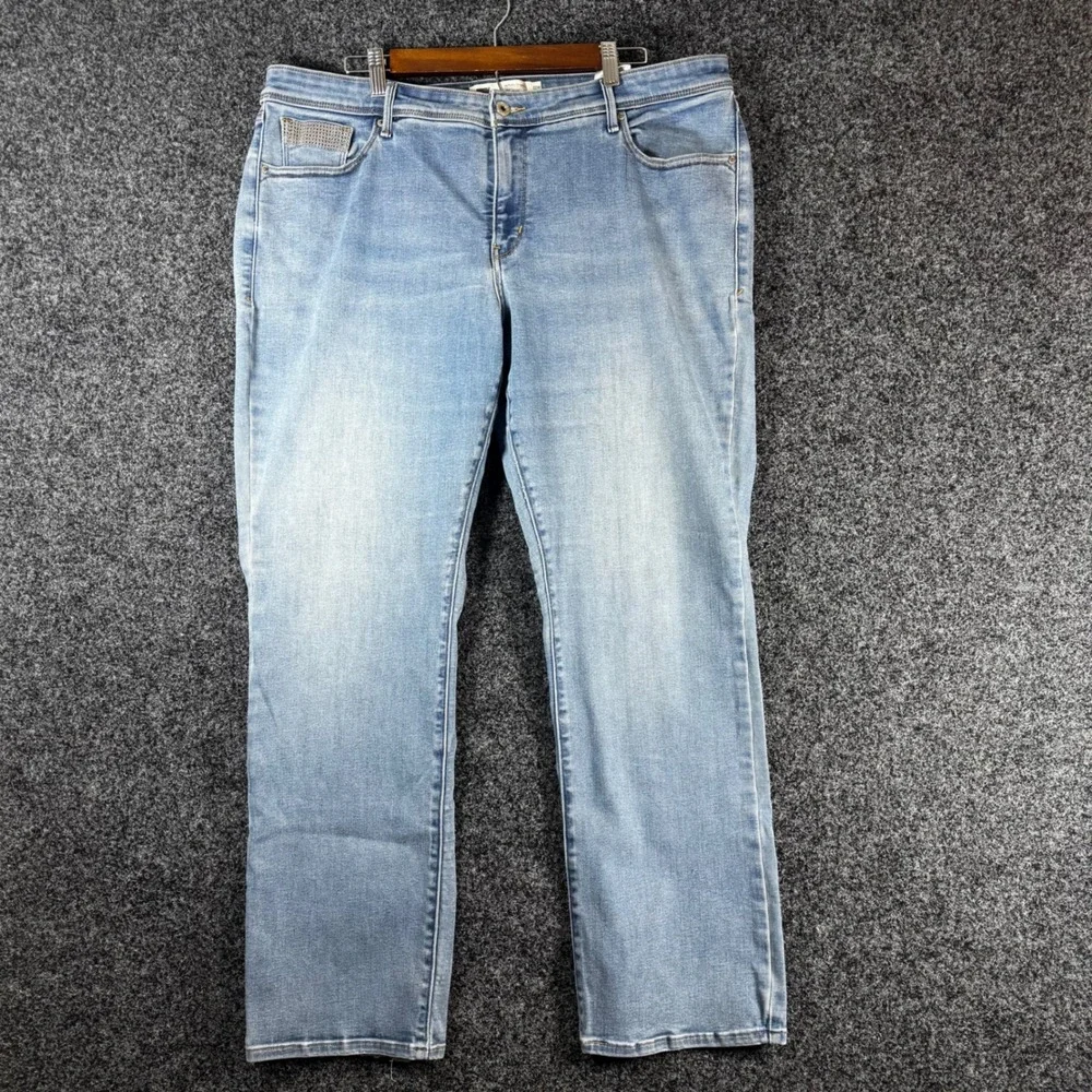 Levis 512 Perfectly Shaping Straight Leg Jeans Light Wash Plus Size 22W Stretch